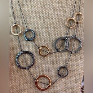 Two‎ Toned Layered Circle Necklace